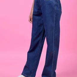 Crimsoune Club Girls Wide Leg Mid-Rise Cotton Stretchable Jeans image 3