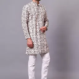 HAZEL CLOTHING Men Ethnic Motifs Printed Indie Prints Kurta image 5