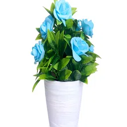 PROKART Blue 2 Pieces Rose Artificial Flower With Pot image 4