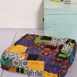 HANDICRAFT PALACE Blue & White Printed Square Pure Cotton Floor Cushion-picture-39