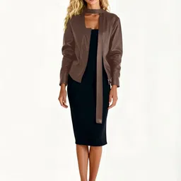 bebe Women Collarless Solid Open Front Jacket-picture-37
