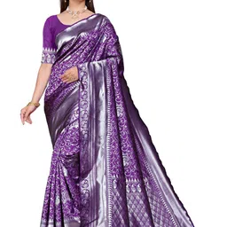 VASTRAAVEDAA Woven Design Zari Art Silk Handloom Banarasi Saree-picture-50