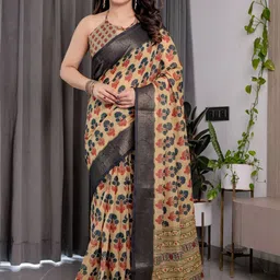 ALMAARI FASHION Floral Woven Design Pure Cotton Jamdani Saree-picture-24