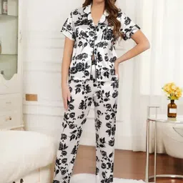 NIJANAND TEXTILE Women Floral Printed Night Suit-image-24