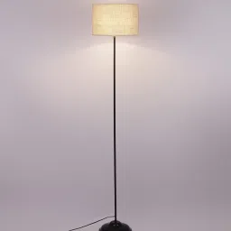 new era Speckle White Jute Shade Club Floor Lamp With Iron Base image 4