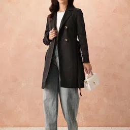 all about you Double Breasted Knee Length Trench Coat image 2