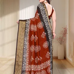 MAGNEITTA Bagh Printed Zari Silk Blend Bagru Saree image 5
