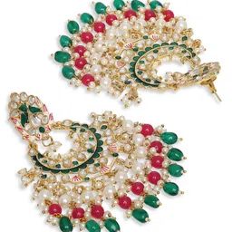 Anouk Gold-Plated Meenakari Kundan Studded Chandbalis Earrings image 3