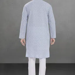 Pulseiq Men Geometric Embroidered Festive Cotton Straight Kurta image 4