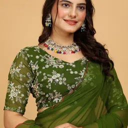 K 5 Fashion Embroidered Pure Georgette Saree image 5