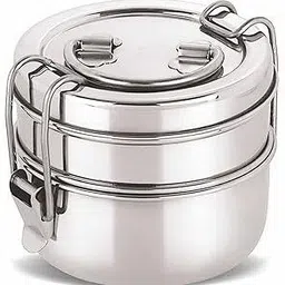 udine Stainless Steel Lunch Box/Tiffin with Locking Clip (3 Tier Container 3 Containers Lunch Box image 2