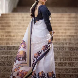 Mitera Women Printed Ethnic Motifs Block Print Saree image 5