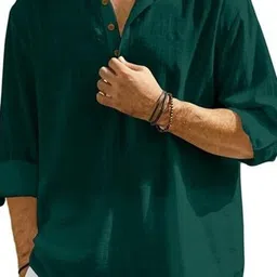 AMRIT TOP WEAR Men V-Neck Flared Sleeves Kurta image 2