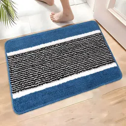 Kuber Industries 2-Pcs Blue & Black Patterned Anti-Skid Doormats image 3