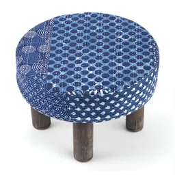 Ikiriya Blue Brown PrintedWooden Stools image 4