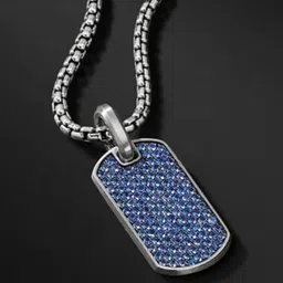 Dipitreats Men Brass Silver Plated Artificial Stones Chain image 2