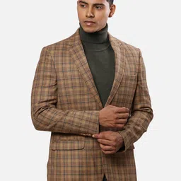 raymond Men Checkered Single Breasted Formal Blazer image 1