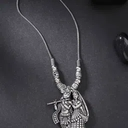 Anouk Women Silver-Toned Radha Krishna Pendant & Chain-picture-30