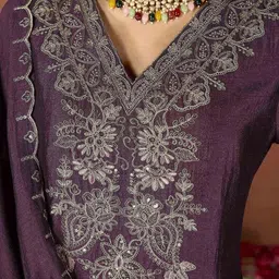 CaniBani Women Ethnic Motifs Embroidered Regular Thread Work Kurta with Trousers & With Dupatta image 3