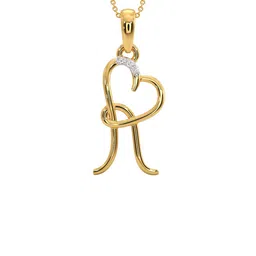 CANDERE A KALYAN JEWELLERS COMPANY Women 14KT Gold R Initial Love Diamond Pendant -2.38 g-image-89