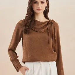 Latin Quarters Women Cowl Neck Regular Top-image-3
