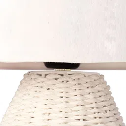 Decazone White Textured Cotton Cylindrical Shaped Table Lamp image 4