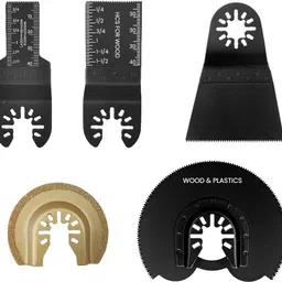 verilux Oscillating Tool Blades Set for Cutting and Scraping Wood Oscillating Tool Blades Set 5 Pack for Wood Saw Cutting Quick Change Universal Specialty Woodworking Bits Set image 1