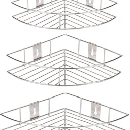 techsrmaji 3-Shelf Steel Cormer for bathroom & Kitchen Stainless Steel Wall Shelf image 5