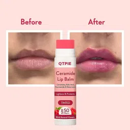 qtpie Tinted Ceramide Lip Balm with SPF50 PA+++ - Kojic Acid & rasberry image 2