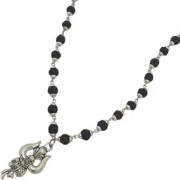 haven gemsstone 5 mukhi rudraksha mala with silver cap Silver Beads Brass, Wood Locket image 4