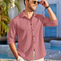 lyphy Men Regular Fit Self Design Spread Collar Casual Shirt image 3