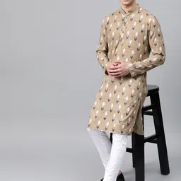 See Designs Men Floral Printed Block Print Cotton Kurta image 5