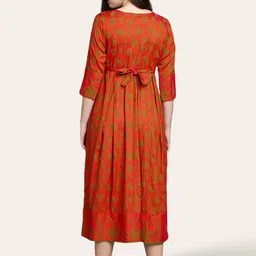 True Shape Floral Printed Maternity Fit and Flare Midi Ethnic Dress with Nursing Zips image 5