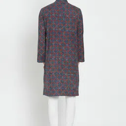 Fabindia Men Blue & Red Ethnic Motifs Printed Kurta image 5