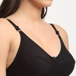 Friskers Black Solid Double Layered Cotton Bra image 2
