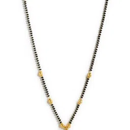 ZENEME Women Set Of 3 Gold-Plated Black AD-Studded & Beaded Mangalsutra image 5