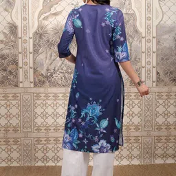 Vishudh Purple Floral Printed Straight Kurta image 2