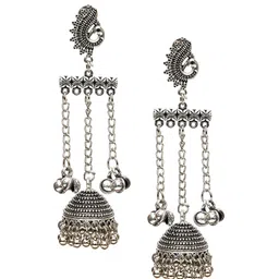 Ozanoo Silver-Plated Classic Jhumkas Earrings image 4
