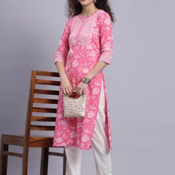 LARGISH Floral Printed Cotton Kurta image 5