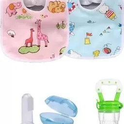 k3nterprises Feeding & Cleaning Combo Green Feeder, Finger Toothbrush & 2 Waterproof Bibs- SILICON-picture-22