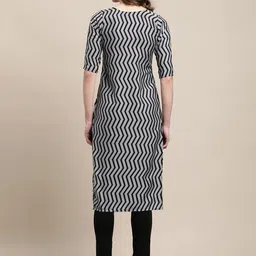 7threads KALINI Women Pack Of 2 Blue & Grey Geometric Printed Crepe Kurta image 5