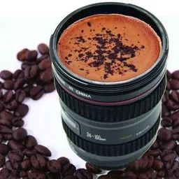 oblivion Camera Lens Shaped Coffee Flask with Lid – Unique & Stylish Design | Plastic Coffee Mug image 5