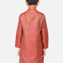 TABARD Boys Red Ethnic Motifs Kurta image 5