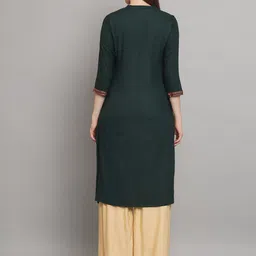 all about you Green Ethnic Motifs Foil Printed Straight Kurta image 5