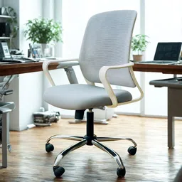 Takhtaara Wire Mesh Ergonomic Office Chair with Chrome Base & Armrest – Grey Fabric, Mesh Office Executive Chair-picture-11