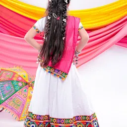 BANJARA INDIA Girls Embroidered Thread Work Ready to Wear Lehenga & Blouse With Dupatta image 2