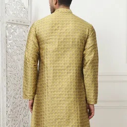 Anouk Men Geometric Printed Thread Work Floral Jacquard Kurta image 4