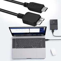 jihaan New USB C Type C USB 3.0 Portable External Hard disk drive hdd black 4 inch USB Type C to Micro-B USB 3.0 Cable image 2