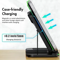 7SEVEN 3 in 1 Fast Wireless 15W Charger for iPhone, iWatch and Airpod OJD-95 Charging Pad image 3