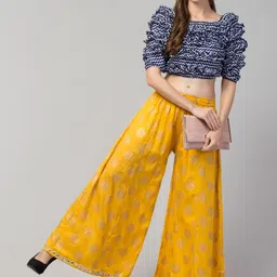 fambee Women Flared Yellow Viscose Rayon Trousers image 5